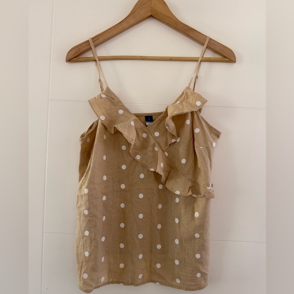 BNWT Old Navy Linen Blend Polka Dot Tank Top, size medium. - Picture 3 of 8